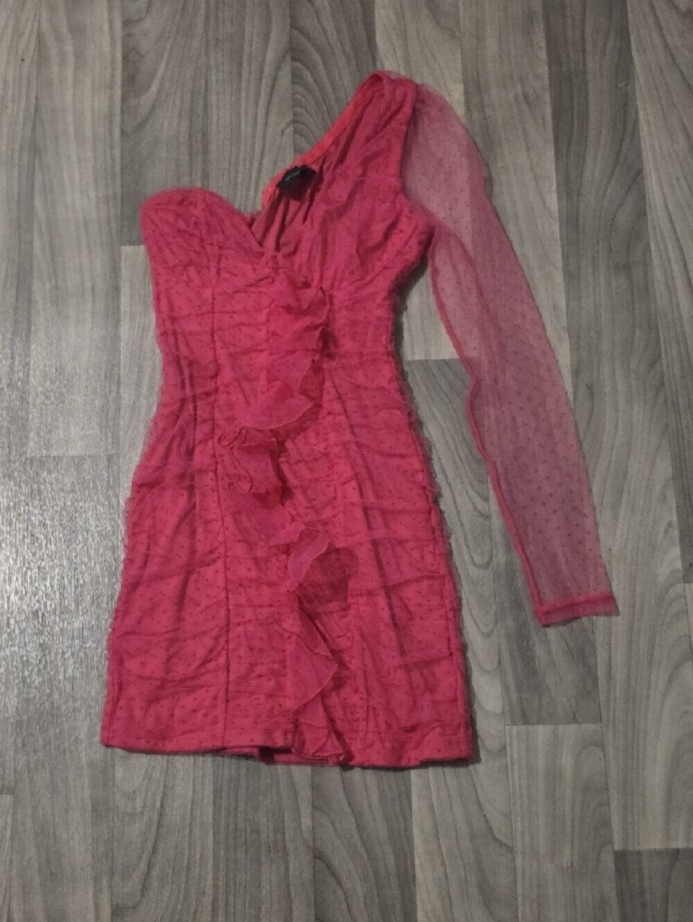 MAJORELLE Hot Pink One-Shoulder Ruffle Mini Dress - Picture 3 of 11